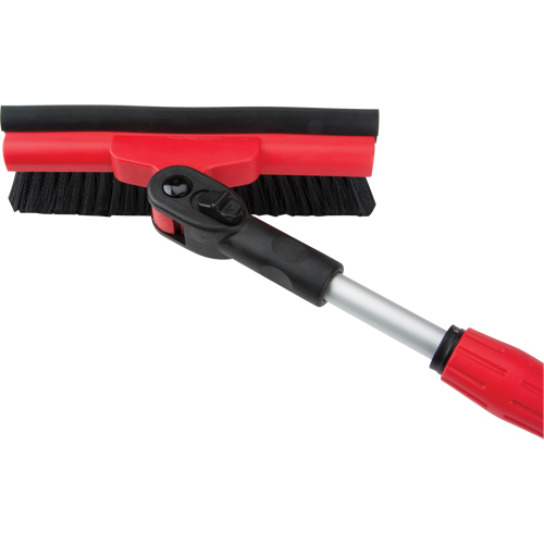Snow Brush With Pivot Head, Telescopic, Rubber Squeegee Blade, 52" Long, Black/Red Infinity Industrial Services Inc.