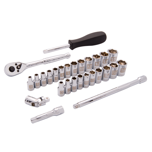 6-Point SAE/Metric Socket Set, 28 Pcs, 1/4" Drive Size Infinity Industrial Services Inc.
