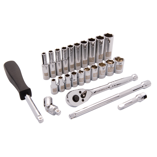 6-Point SAE Socket Set, 25 Pcs, 1/4" Drive Size, Deep Infinity Industrial Services Inc.