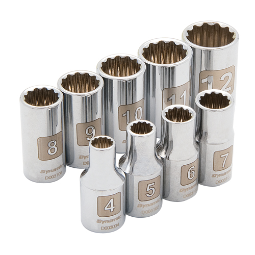 12-Point Metric Socket Set, 9 Pcs, 1/4" Drive Size Infinity Industrial Services Inc.