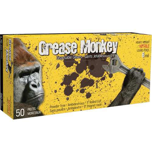 Gants Grease Monkey, Grand, Nitrile, 8 mils, Sans poudre, Noir Infinity Industrial Services Inc.