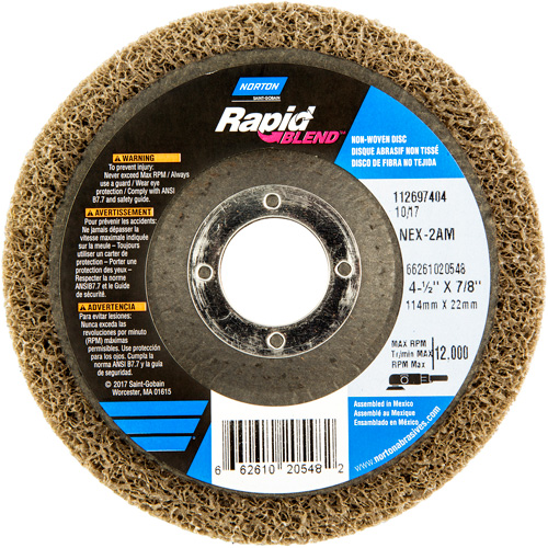 4-1/2X7/8 RAPID FINISH WHEEL NEX-2AM MED, 4-1/2" Dia., Medium Grit, Aluminum Oxide Infinity Industrial Services Inc.