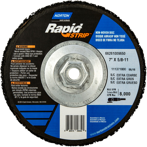 Disques &agrave; moyeu d&eacute;port&eacute; non tiss&eacute;s pour d&eacute;capage rapide Bear-Tex, 7" dia., Grain Extra grossier, Carbure de silicium Infinity Industrial Services Inc.