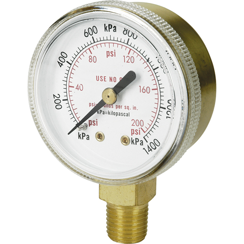 Brass Gauge, 2" , 100 psi, Bottom Mount, Analogue Infinity Industrial Services Inc.