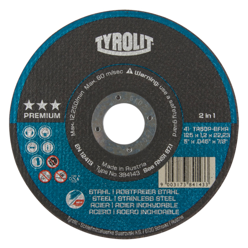 Premium 2 In 1 Thincut Cut-Off Wheel, 5" x 0.045", 7/8" Arbor, Type 1, Aluminum Oxide, 12250 RPM Infinity Industrial Services Inc.