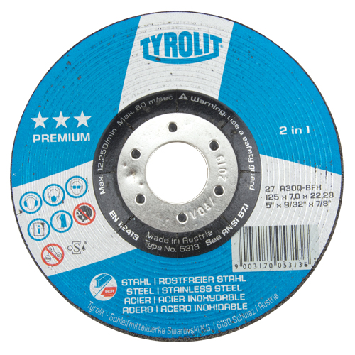 Meule 2-en-1 de premi&egrave;re qualit&eacute;, 5" x 9/32", Arbre 7/8", Type 27 Infinity Industrial Services Inc.