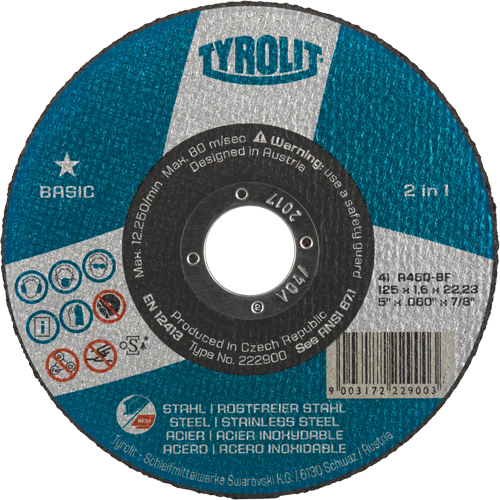 Basic 2 In 1 Cut-Off Wheel, 4-1/2" x 1/16", 7/8" Arbor, Type 1, Aluminum Oxide, 13300 RPM Infinity Industrial Services Inc.