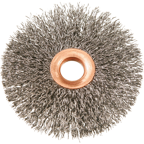 Brosses rotatives &agrave; fils cr&ecirc;p&eacute;s avec moyeu en cuivre 3", 3" dia., Fils 0,012", Arbre 1/2" Infinity Industrial Services Inc.