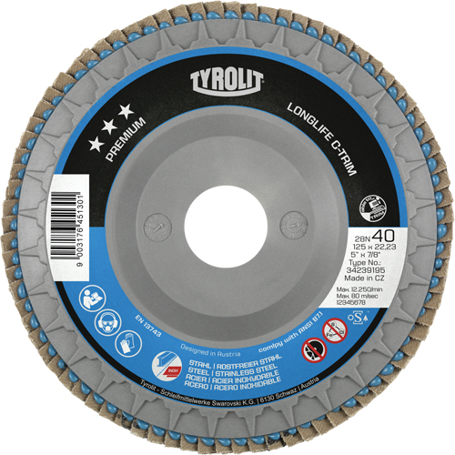 Disque &agrave; lamelles Long Life C-Trim, 5" x 7/8", Type 29, Grain 120, Zirconium Infinity Industrial Services Inc.