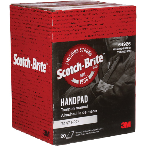 Scotch-Brite 7447 Hand Pads, Aluminum Oxide, 9" x 6", Very Fine Grit Infinity Industrial Services Inc.