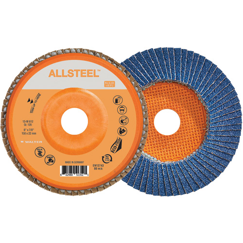 AllSteel Flap Disc, 6" x 7/8", Type 27, 120 Grit, Zirconia Alumina Infinity Industrial Services Inc.