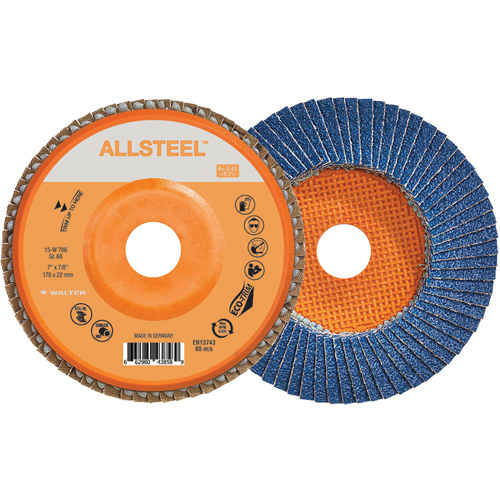 ALLSTEEL Flap Disc, 7" x 7/8", Type 27, 60 Grit, Zirconia Alumina Infinity Industrial Services Inc.