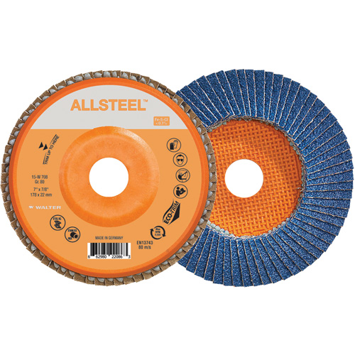 AllSteel Flap Disc, 7" x 7/8", Type 27, 80 Grit, Zirconia Alumina Infinity Industrial Services Inc.