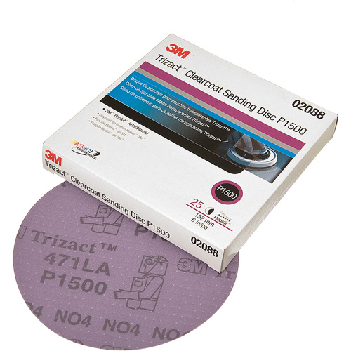 Trizact Hookit Clear Coat Sanding Disc, 6" Dia., P1500 Grit, Aluminum Oxide, Film Infinity Industrial Services Inc.