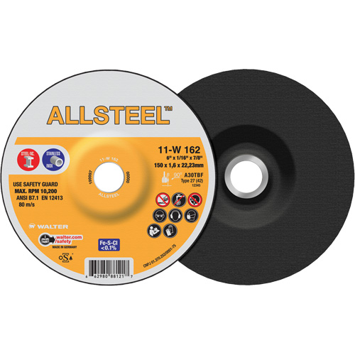 AllSteel Cut-Off Wheel, 6" x 1/16", 7/8" Arbor, Type 27, Aluminum Oxide, 10200 RPM Infinity Industrial Services Inc.