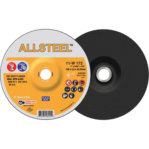 AllSteel Cut-Off Wheel, 7" x 5/64", 7/8" Arbor, Type 27, Aluminum Oxide, 8500 RPM Infinity Industrial Services Inc.
