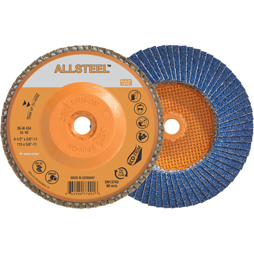AllSteel Flap Disc, 4-1/2" x 5/8"-11, Type 27, 40 Grit, Zirconia Alumina Infinity Industrial Services Inc.