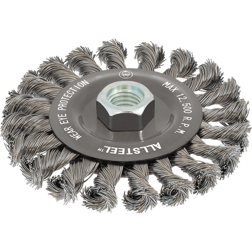 Brosse m&eacute;tallique AllSteel, Dia. 5", Fils 0,02", Arbre 5/8"-11, Acier Infinity Industrial Services Inc.