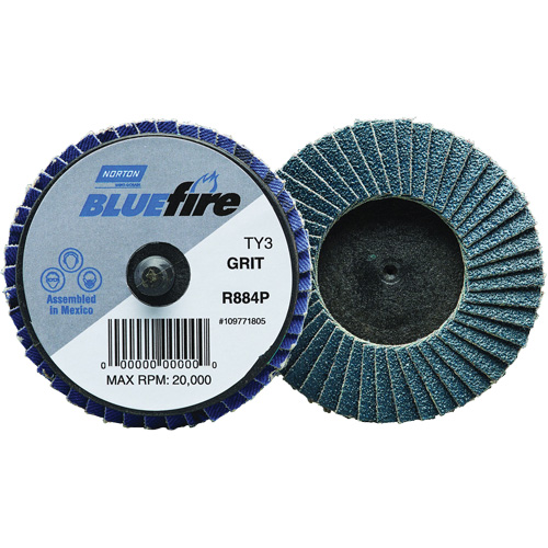 BlueFire&reg; R884P Plastic Flat Mini Flap Disc, 2" x Type 27, P60 Grit, Zirconia Alumina Infinity Industrial Services Inc.