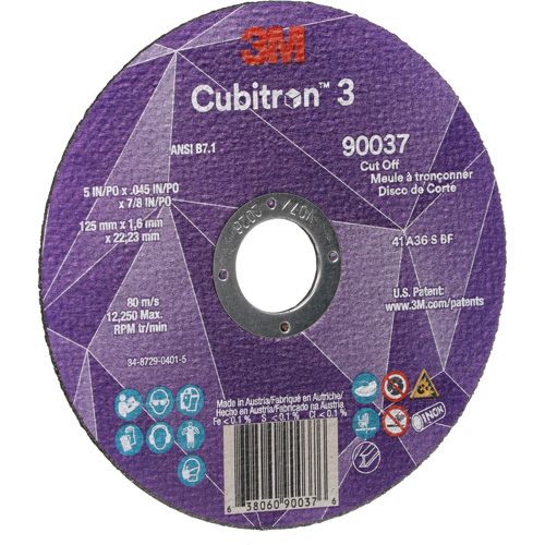Meule &agrave; tronçonner Cubitron 3, 5" x 0,045", Arbre de 7/8", Type 1, C&eacute;ramique, 12250 Tr/min Infinity Industrial Services Inc.