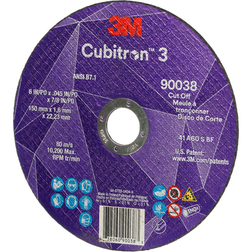 Cubitron 3 Cut-Off Wheel, 6" x 0.045", Type T27, Ceramic, 10200 RPM Infinity Industrial Services Inc.
