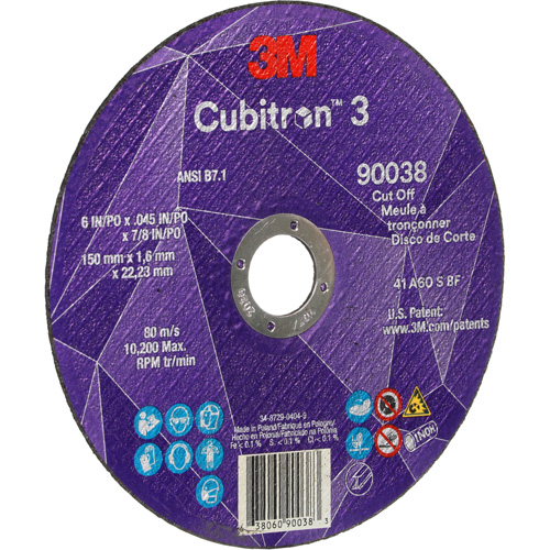 Cubitron 3 Cut-Off Wheel, 6" x 0.045", Type T27, Ceramic, 10200 RPM Infinity Industrial Services Inc.