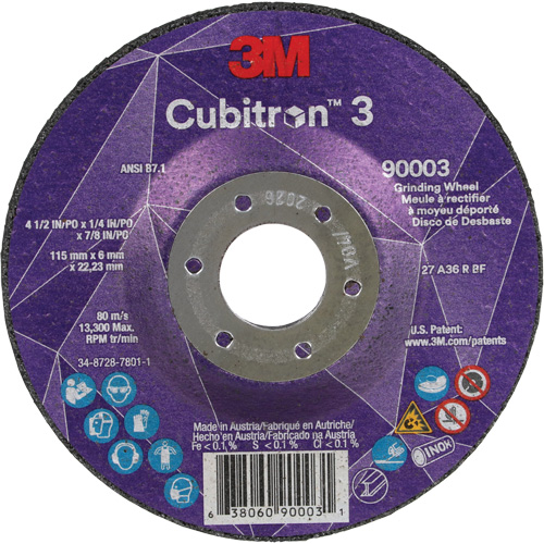 Cubitron 3 meule a moyeu d&eacute;port&eacute;, 4-1/2" x 1/4", Arbre 7/8", C&eacute;ramique, Type T27 Infinity Industrial Services Inc.