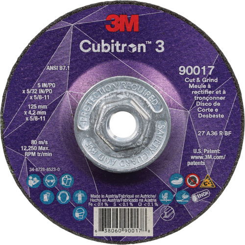Meule &agrave; couper & tronçonner Cubitron 3, 5" x 5/32", Arbre de 5/8"-11, Type T27, Grain de 36+, C&eacute;ramique Infinity Industrial Services Inc.