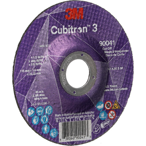 Meule &agrave; tronçonner Cubitron 3, 4-1/2" x 0,045", Arbre de 7/8", Type T27, C&eacute;ramique, 13 300 Tr/min Infinity Industrial Services Inc.