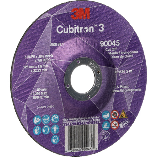 Cubitron 3 Cut-Off Wheel, 5" x 0.045", 7/8" Arbor, Type T27, Ceramic, 12250 RPM Infinity Industrial Services Inc.