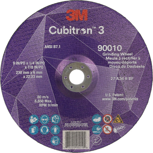 Cubitron 3 Depressed Centre Grinding Wheel, 9" x 1/4", 7/8" Arbor, Ceramic, Type T27 Infinity Industrial Services Inc.