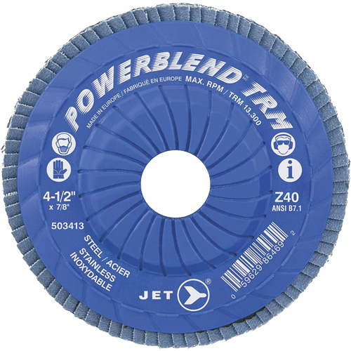 Powerblend TRM Trimmable Flap Disc, 4-1/2" x 7/8", Type 29, Z40 Grit, Zirconium Infinity Industrial Services Inc.