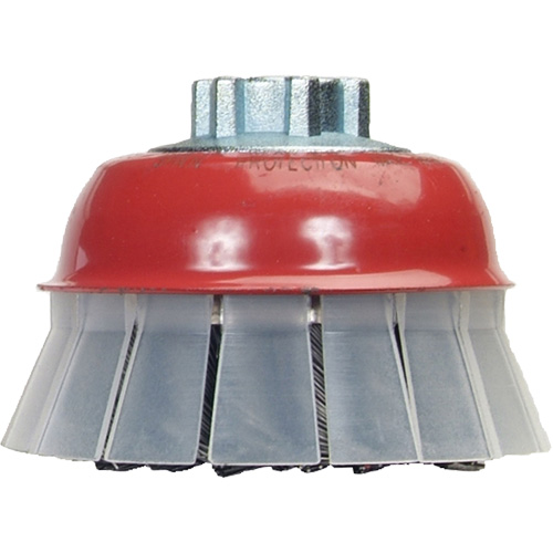 Knotted Wire Cup Brush with Protective Guard, 4" Dia. x 5/8"-11 Arbor Infinity Industrial Services Inc.