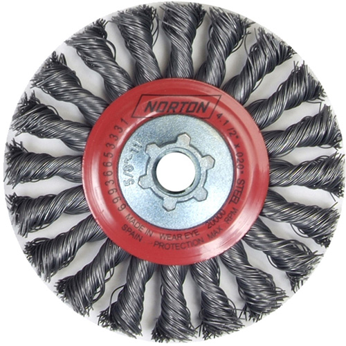 Full Cable Twist Wire Wheel, 4" Dia., 0.02" Fill, 5/8"-11 Arbor, Steel Infinity Industrial Services Inc.