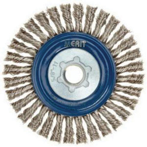 Brosse &agrave; fils nou&eacute;s pour cordons de soudure pour meuleuse angulaire, Dia. 5", Fils 0,02", Arbre 5/8"-11, Acier inoxydable Infinity Industrial Services Inc.
