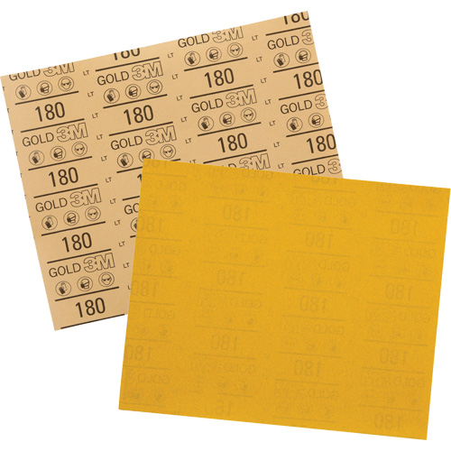 Gold Abrasive Sheet 12545, 9" x 11", 180 Grit, Aluminum Oxide Infinity Industrial Services Inc.