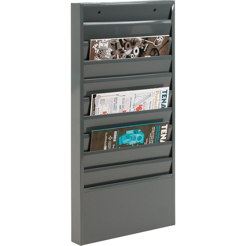 Literature Storage Racks, Stationary, 10 Slots, Steel, 13-1/8" W x 2" D x 26-1/4" H Infinity Industrial Services Inc.