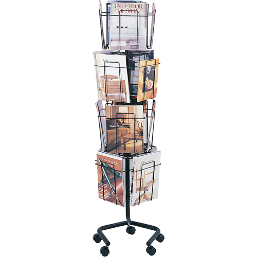 Literature Display Racks - Rotary Floor Displays, Rotating, 16 Slots, Wire Mesh, 15" W x 15" D x 60" H Infinity Industrial Services Inc.