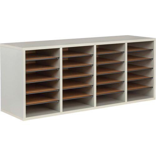 Adjustable Compartment Literature Organizer, Stationary, 24 Slots, Wood, 39-1/4" W x 11-3/4" D x 16-1/4" H Infinity Industrial Services Inc.