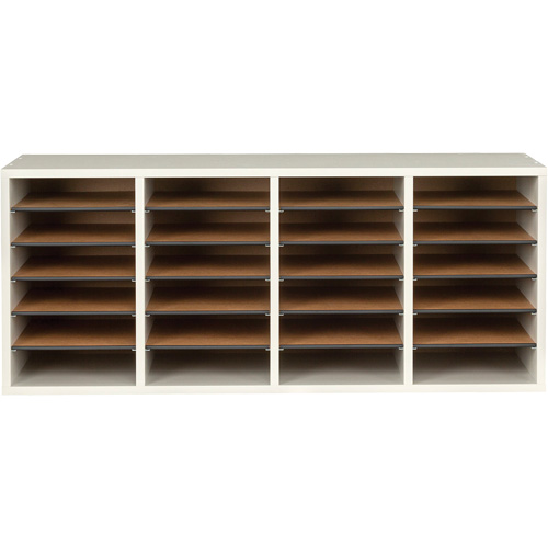 Adjustable Compartment Literature Organizer, Stationary, 24 Slots, Wood, 39-1/4" W x 11-3/4" D x 16-1/4" H Infinity Industrial Services Inc.