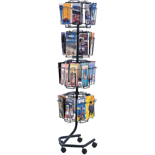 Literature Display Racks - Rotary Floor Displays, Rotating, 32 Slots, Wire Mesh, 15" W x 15" D x 60" H Infinity Industrial Services Inc.