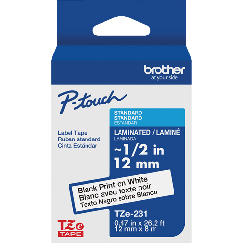 Cartouches de ruban Tze, 12 mm x 26-1/4', Noir sur blanc Infinity Industrial Services Inc.