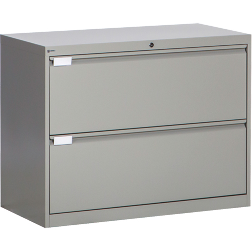 Lateral Filing Cabinet, Steel, 2 Drawers, 36" W x 18" D x 27-7/8" H, Grey Infinity Industrial Services Inc.