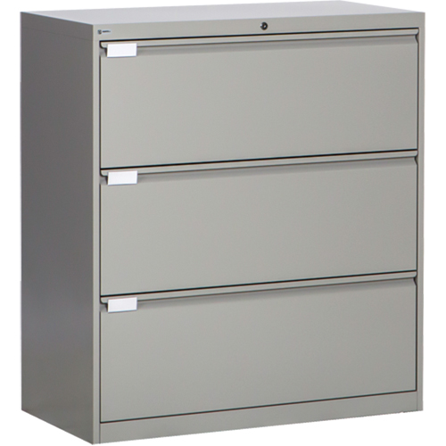 Lateral Filing Cabinet, Steel, 3 Drawers, 36" W x 18" D x 40-1/16" H, Grey Infinity Industrial Services Inc.