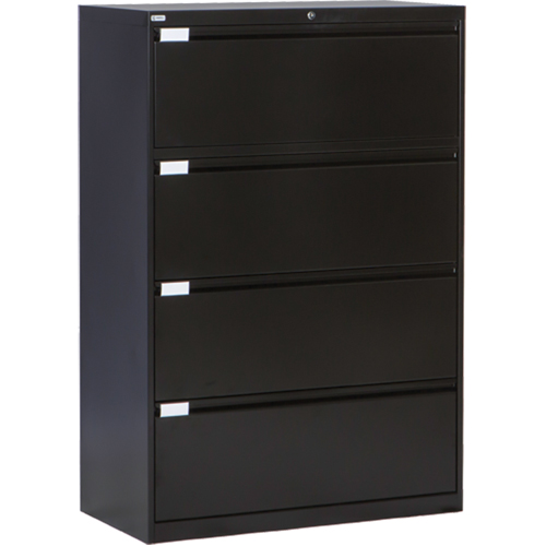 Lateral Filing Cabinet, Steel, 4 Drawers, 36" W x 18" D x 53-3/8" H, Black Infinity Industrial Services Inc.