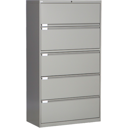 Lateral Filing Cabinet, Steel, 5 Drawers, 36" W x 18" D x 65-1/2" H, Grey Infinity Industrial Services Inc.