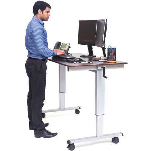 Adjustable Stand-Up Workstations, Stand-Alone Desk, 48-1/2" H x 59" W x 29-1/2" D, Walnut Infinity Industrial Services Inc.