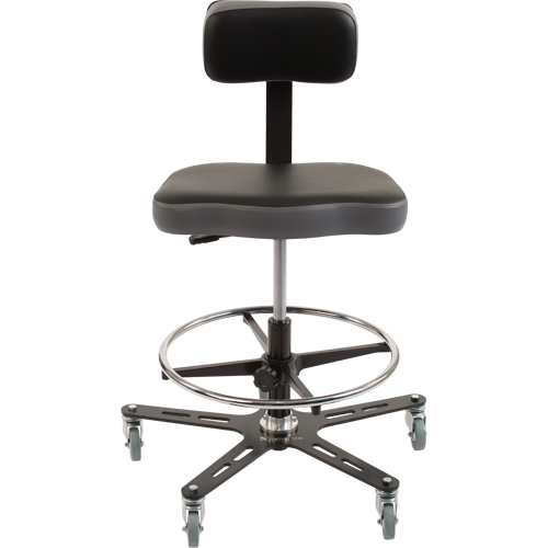 TF160 Industrial Grade Ergonomic Chair, Mobile, Adjustable, 20-1/2" - 28-1/2", Vinyl Seat, Black/Grey Infinity Industrial Services Inc.