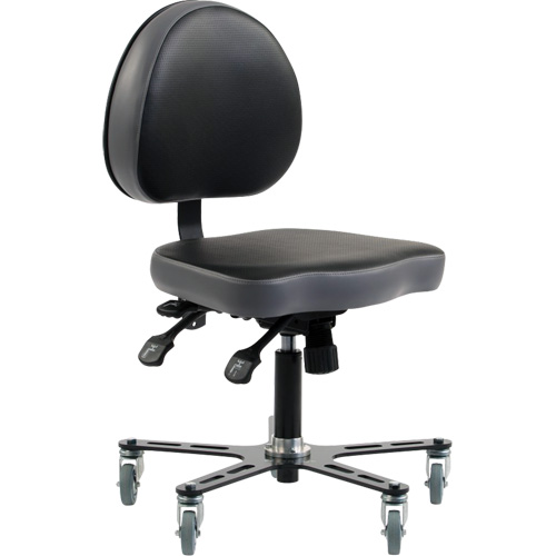 Chaise ergonomique &agrave; inclinaison r&eacute;glable SF180, Mobile, Ajustable, Vinyle Si&egrave;ge, Noir/gris Infinity Industrial Services Inc.