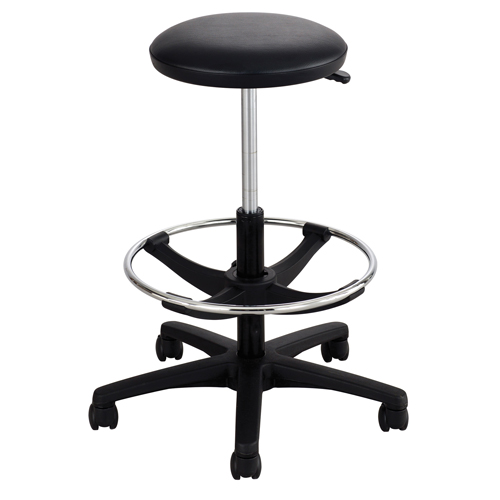 Extended-Height Stool, Drafting, Adjustable, 22" - 32", Vinyl Seat, Black Infinity Industrial Services Inc.